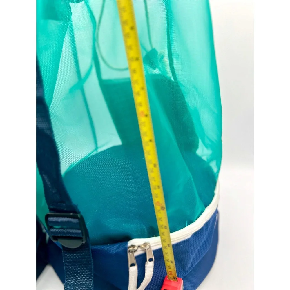 Seattle Maariners Mesh Beach‎ Backpack Drawstring Aqua Blue Travel Gym Bag